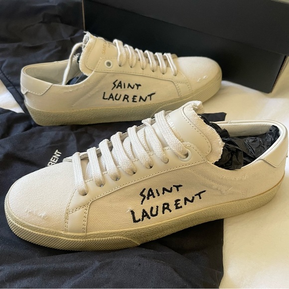 YSL Saint Laurent Court Classic Embroidered Sneakers - Picture 1 of 11